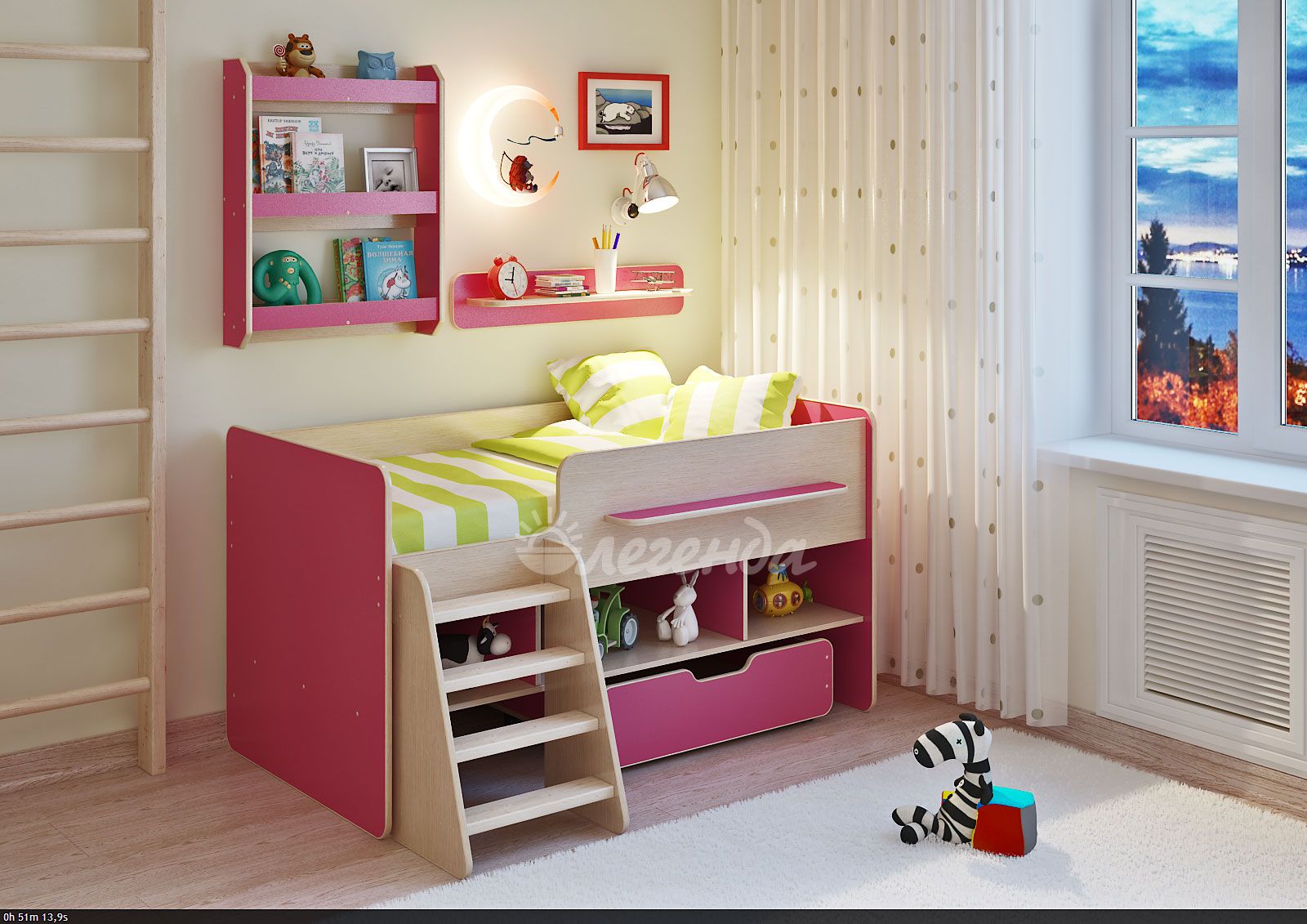 картинка Детская кровать Легенда-6 с полками интернет-магазин Энигуд.ру