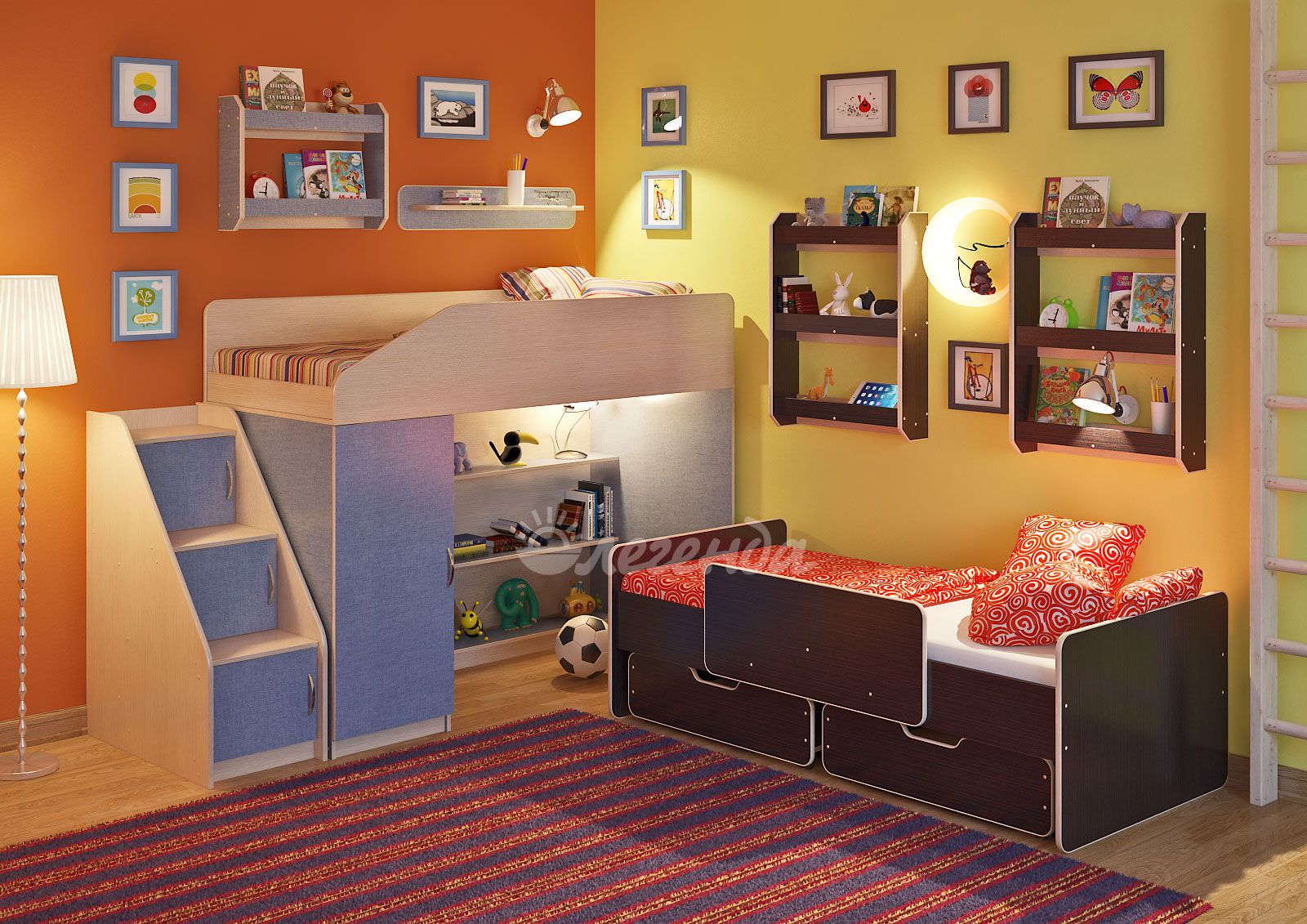 картинка Детская комната Легенда-13 с полками от магазина Энигуд.ру