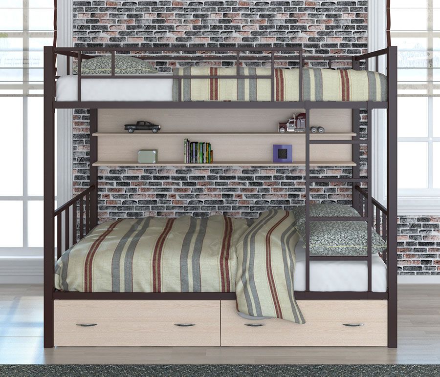 картинка Двухъярусная кровать Валенсия-120 с ящиками и полкой от магазина Энигуд.ру