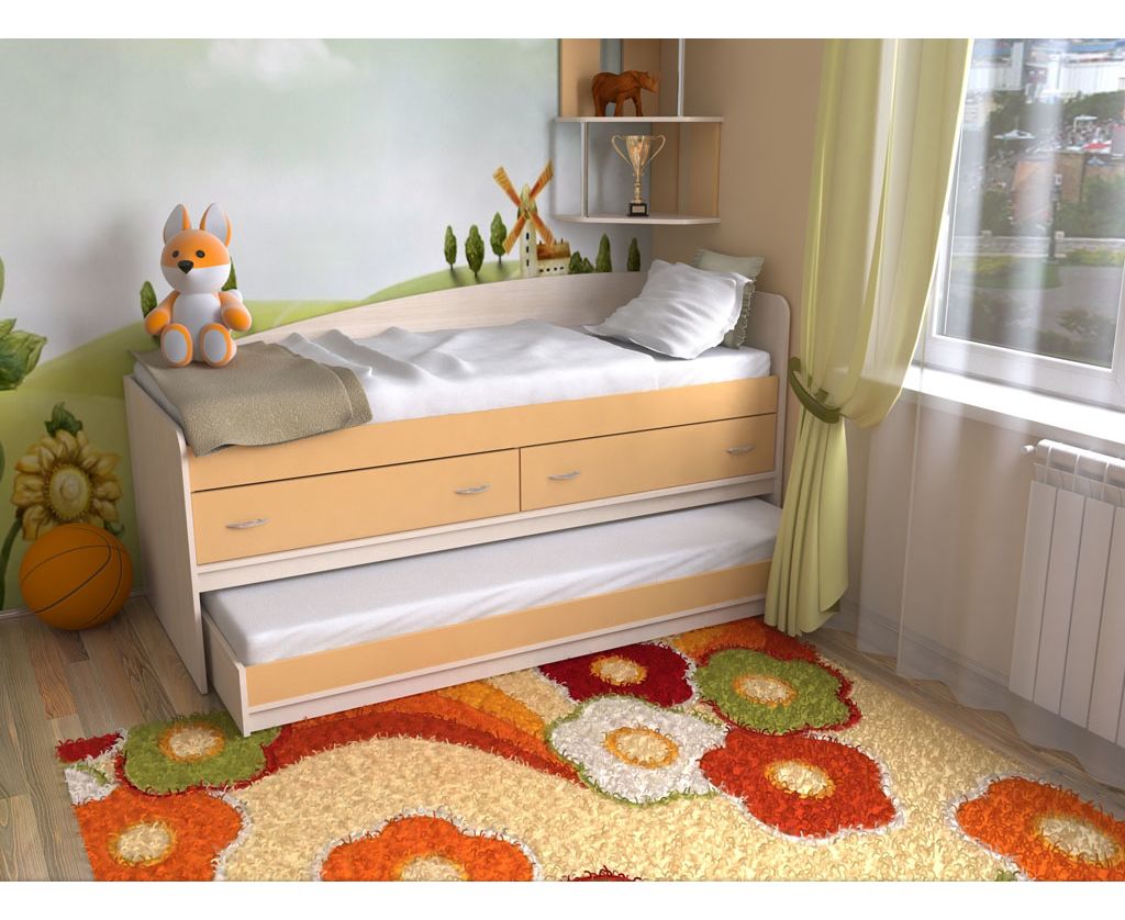 картинка Двухъярусная раздвижная кровать с ящиками Дуэт-12 интернет-магазин Энигуд.ру