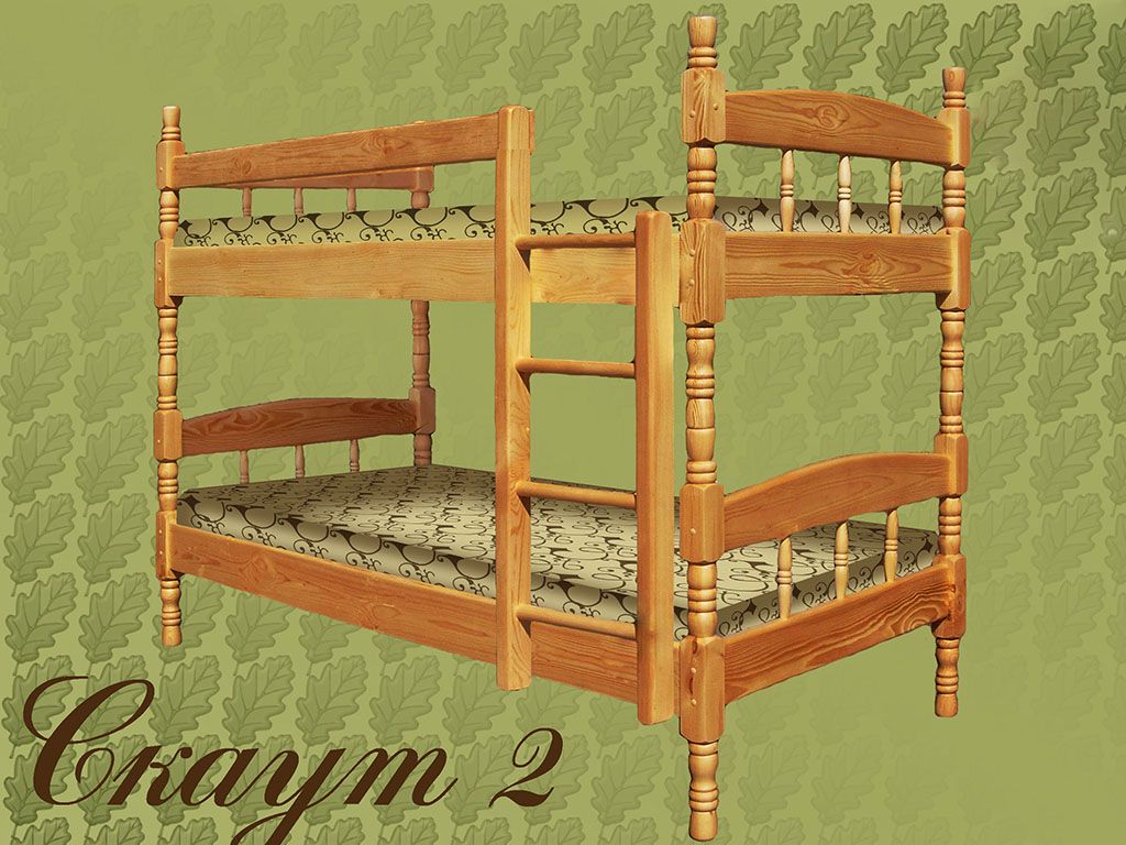 картинка СКАУТ-2 двухъярусная кровать из массива сосны от магазина Энигуд.ру