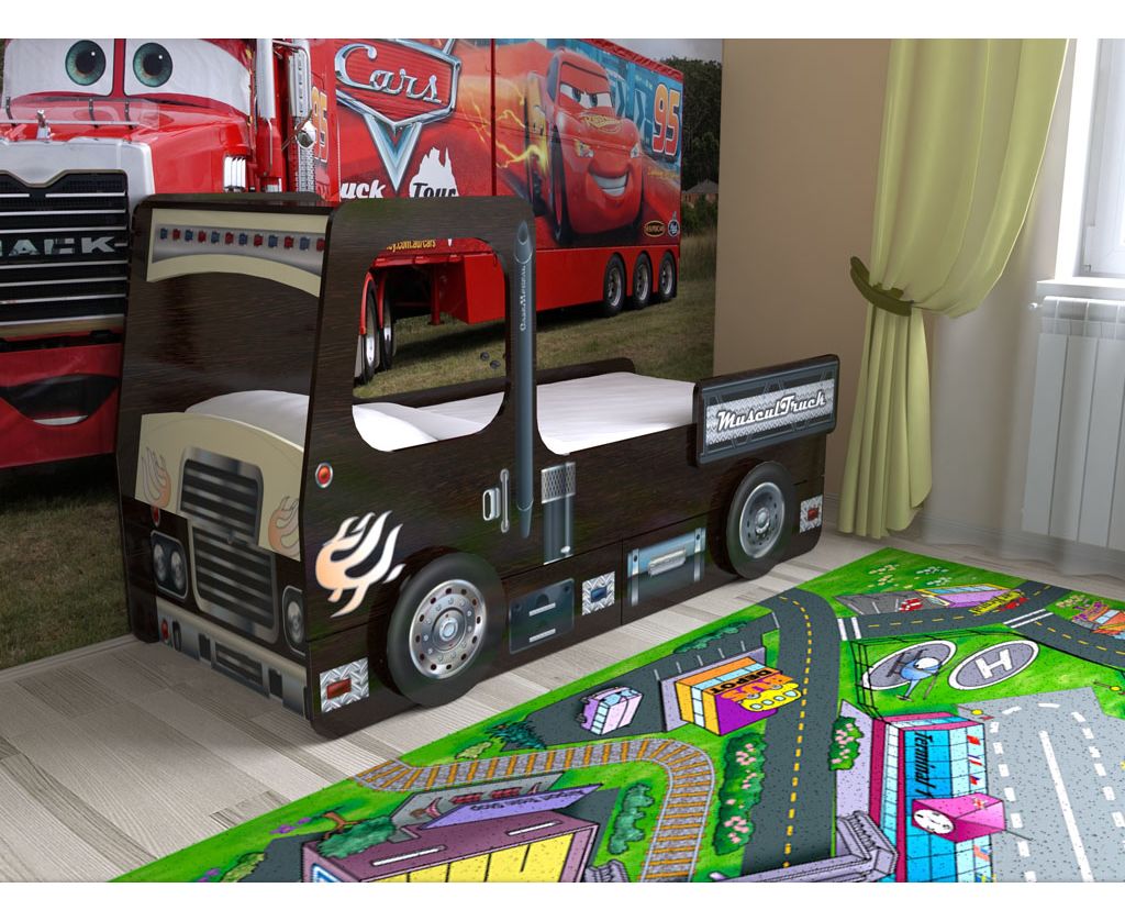 картинка Детская кровать Грузовик с ящиками интернет-магазин Энигуд.ру