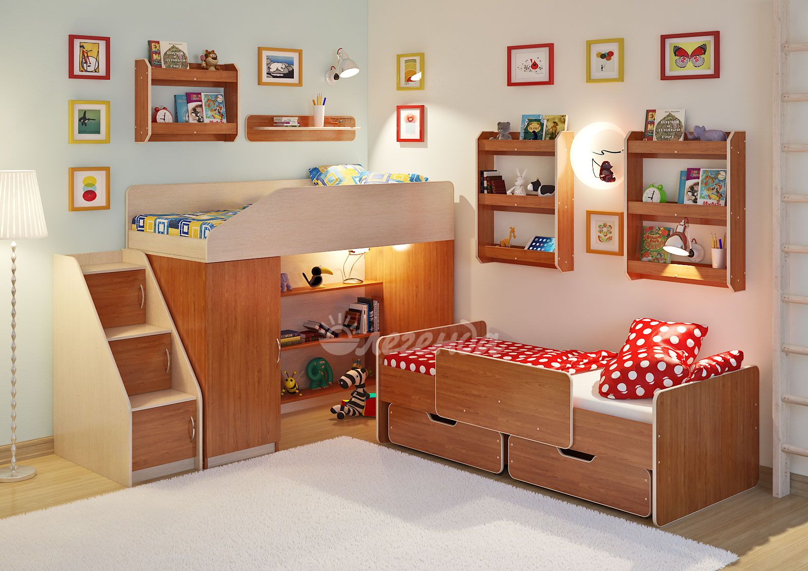 картинка Детская комната Легенда-13 с полками интернет-магазин Энигуд.ру