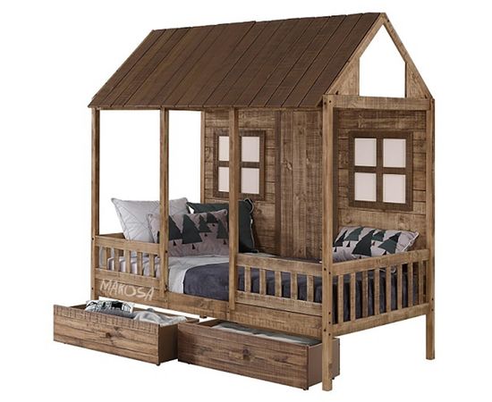 картинка РАНЧО-3 детская раздвижная кровать-домик из массива интернет-магазин Энигуд.ру