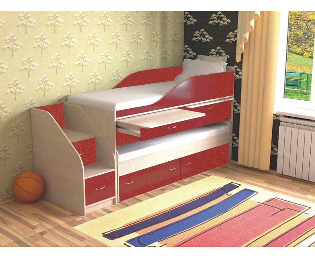 картинка Двухъярусная раздвижная кровать со столами Дуэт-8 интернет-магазин Энигуд.ру