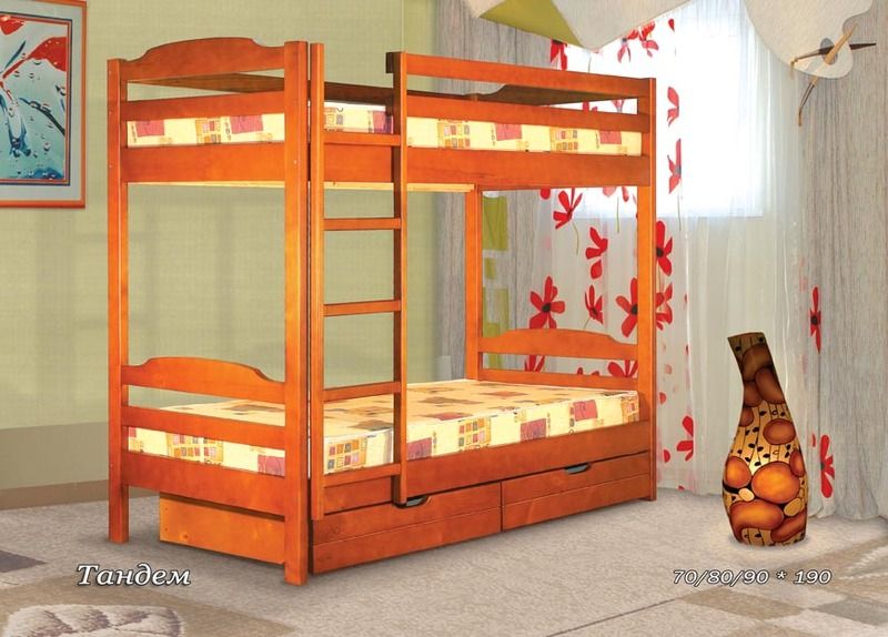 картинка ТАНДЕМ двухъярусная кровать из массива сосны от магазина Энигуд.ру