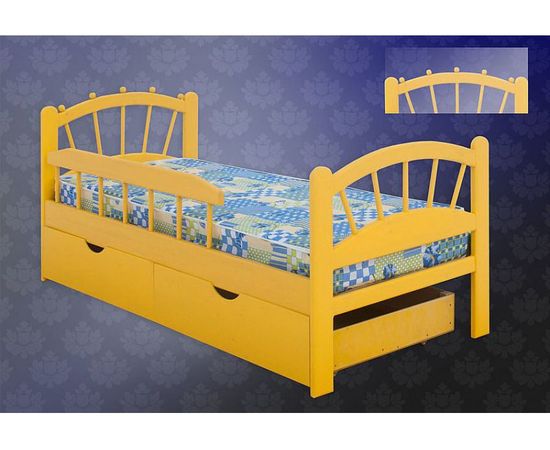 картинка СОЛНЫШКО детская кровать из сосны с ящиками и бортиком интернет-магазин Энигуд.ру
