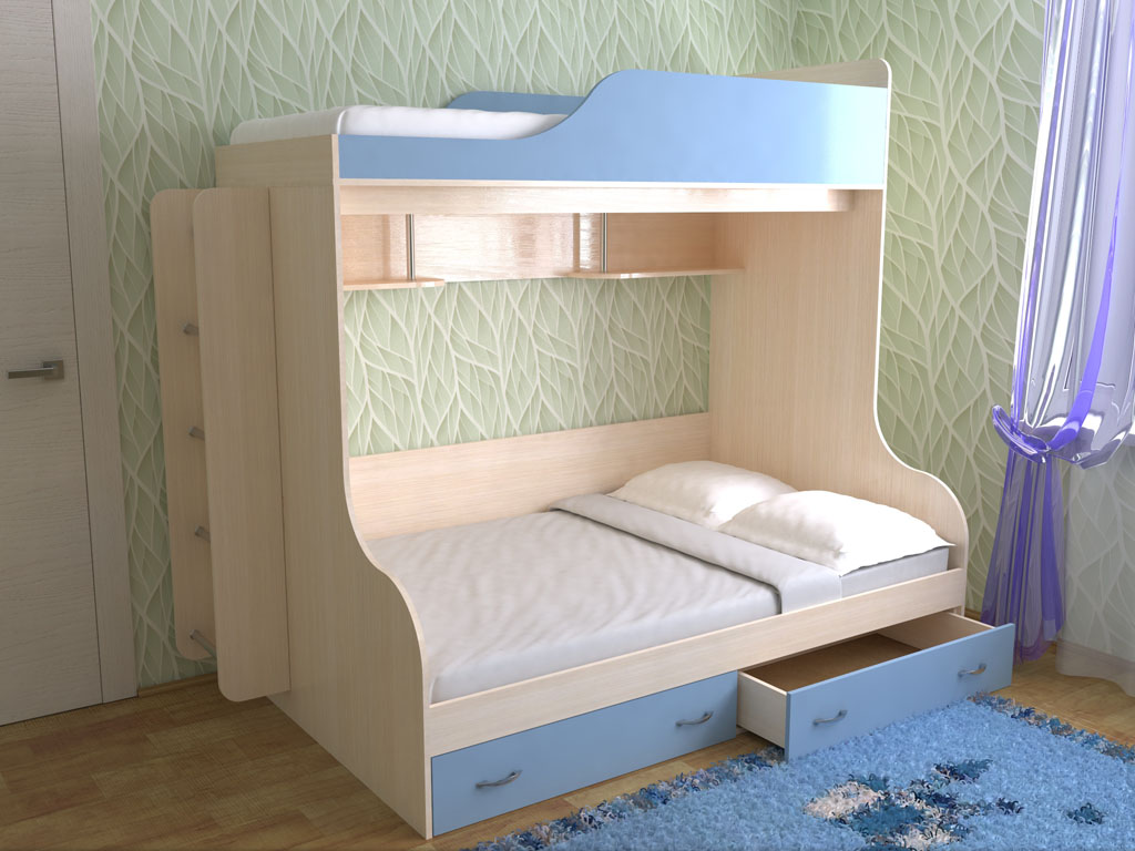 картинка Двухъярусная кровать Дуэт-15 с металлической лестницей интернет-магазин Энигуд.ру