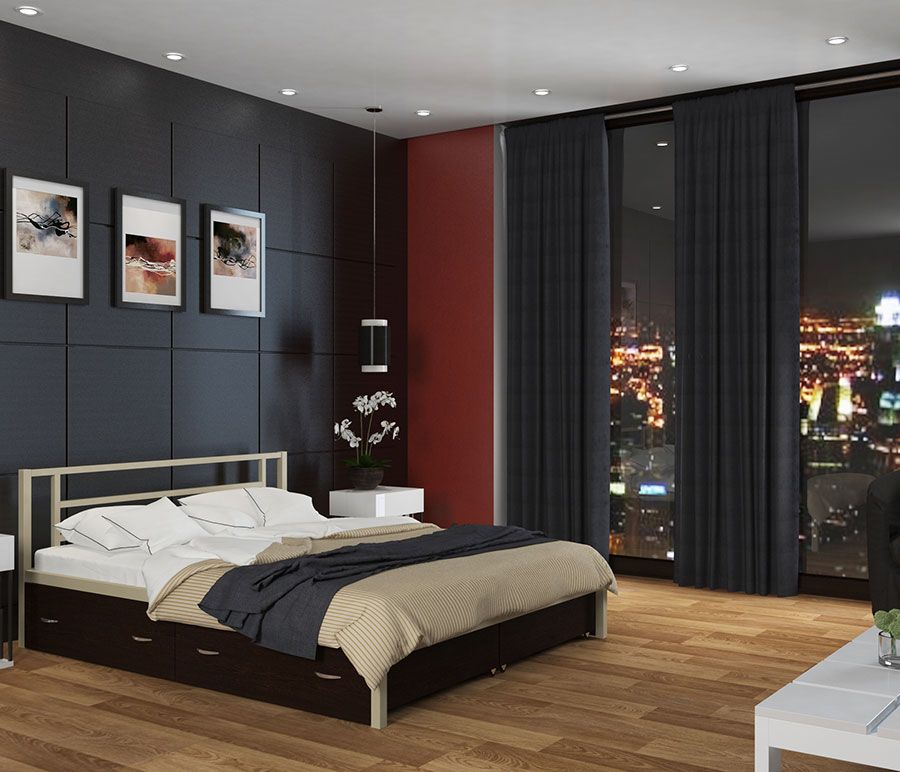 картинка Двуспальная кровать Титан с 4 ящиками интернет-магазин Энигуд.ру
