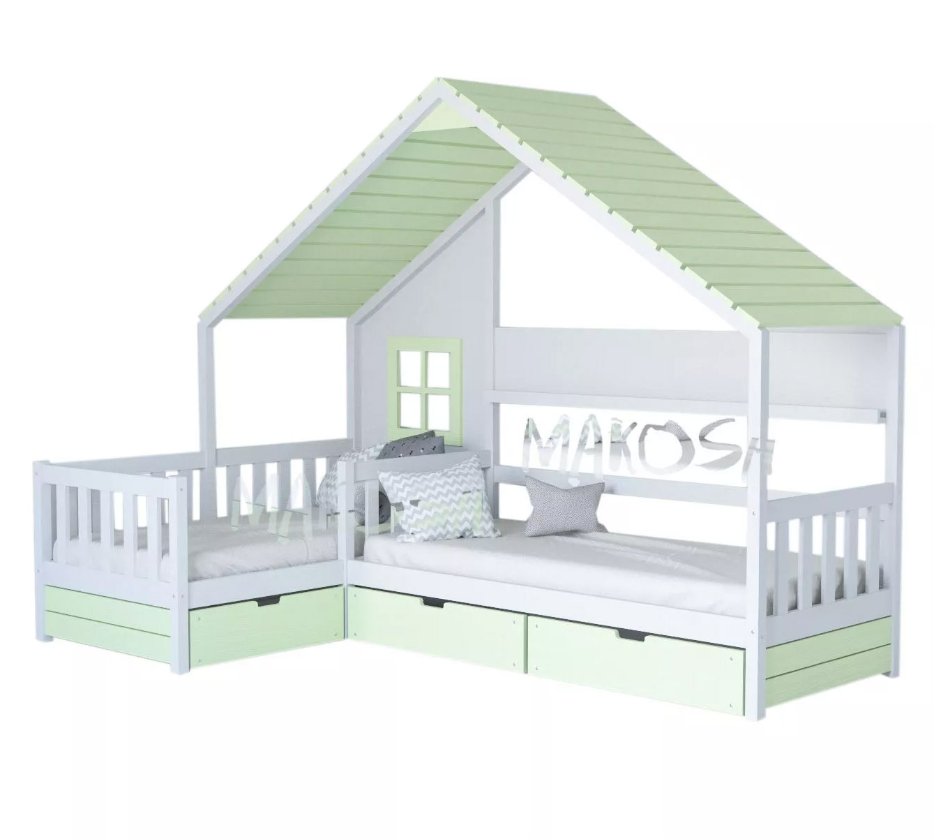 картинка МОНБЛАН детская угловая кровать-домик для двоих детей интернет-магазин Энигуд.ру
