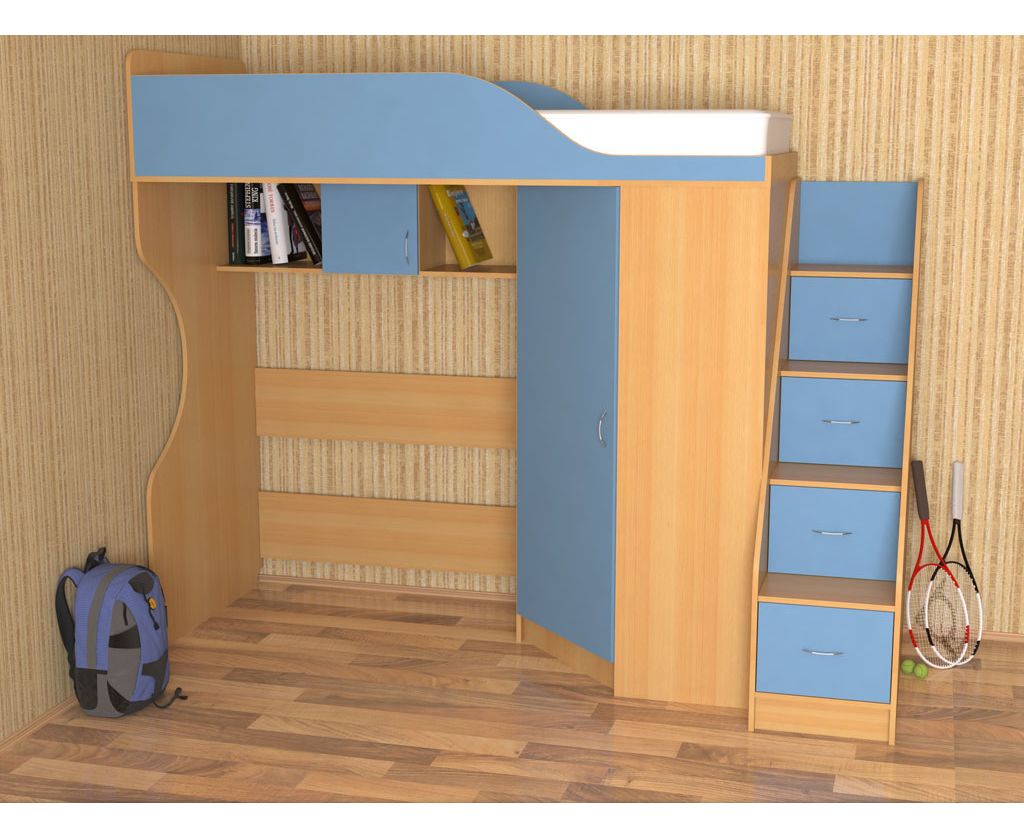 картинка Кровать-чердак с рабочей зоной Квартет-2 интернет-магазин Энигуд.ру