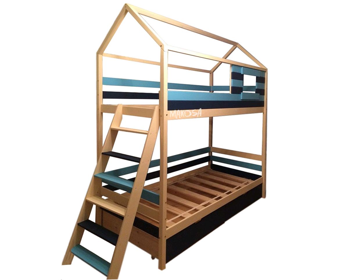 картинка ТИБЕТ двухъярусная кровать-домик из массива интернет-магазин Энигуд.ру