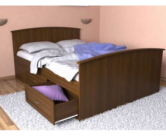 картинка Двуспальная кровать с 4 ящиками СМ МДФ интернет-магазин Энигуд.ру