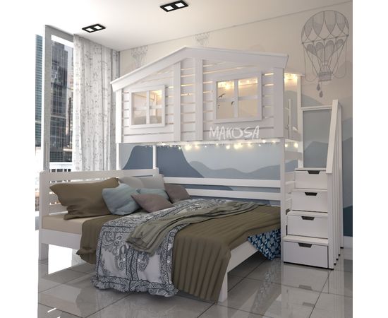 картинка МАРС двухъярусная двуспальная кровать из массива интернет-магазин Энигуд.ру