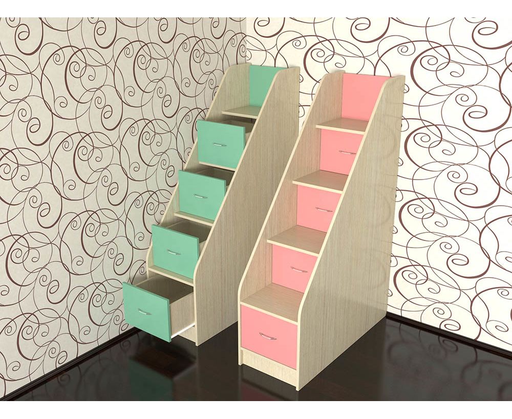 картинка Двухъярусная кровать Дуэт-5 с лестницей-комодом интернет-магазин Энигуд.ру