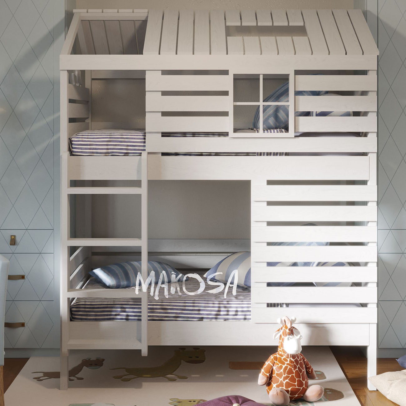 картинка АТЛАНТИКА двухъярусная кровать-домик от магазина Энигуд.ру