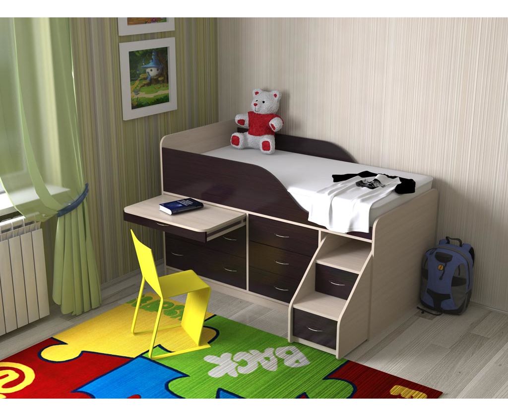 картинка Детская кровать-чердак со столом Кузя-4 Мини интернет-магазин Энигуд.ру