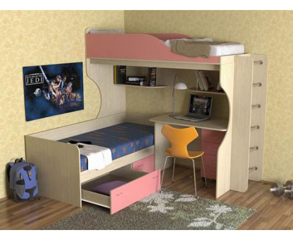 картинка Двухъярусная кровать Дуэт-5 с металлической лестницей интернет-магазин Энигуд.ру
