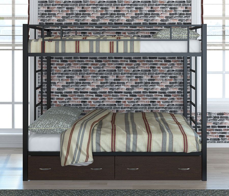 картинка Двухъярусная кровать Валенсия Твист-120 с ящиками интернет-магазин Энигуд.ру