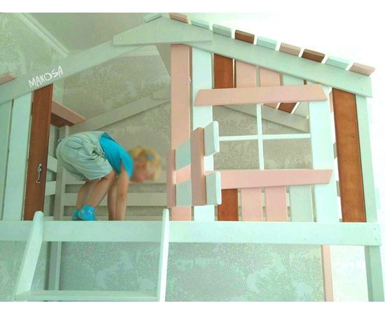 картинка КУБА двухъярусная кровать-домик из массива интернет-магазин Энигуд.ру