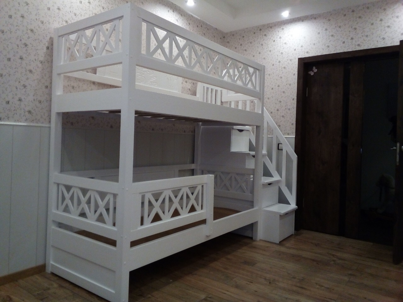 картинка ПРОВАНС-2 двухъярусная кровать из массива (лестница Прованс) интернет-магазин Энигуд.ру