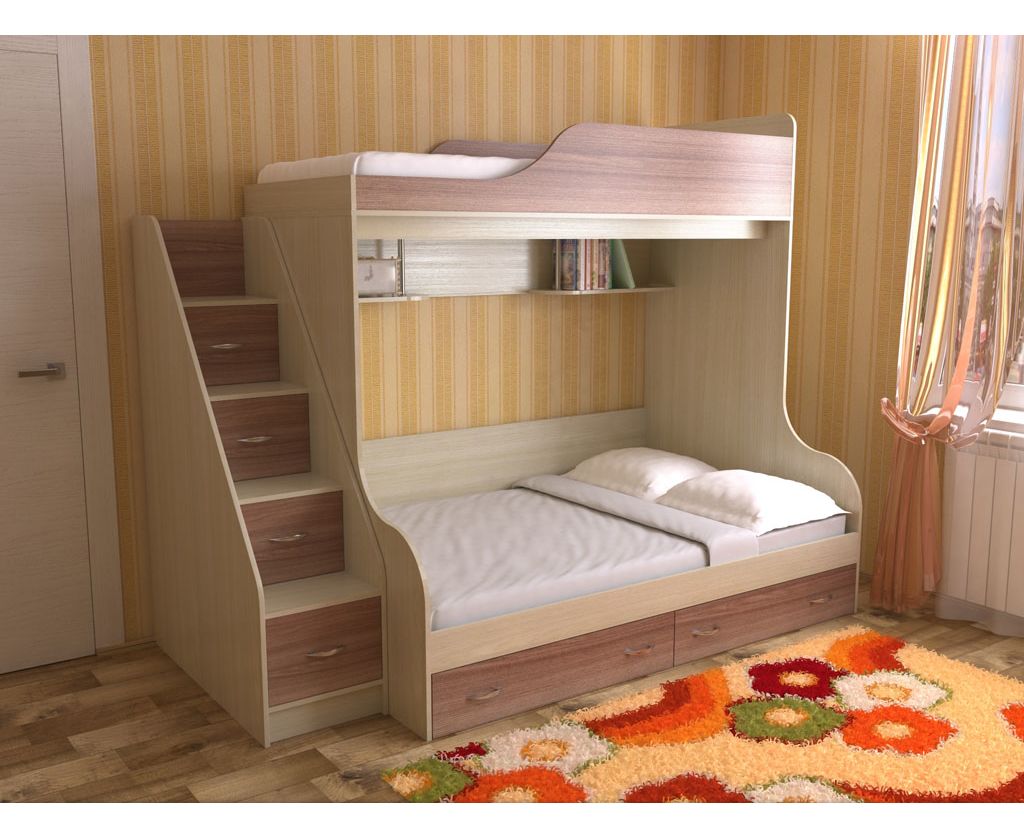 картинка Двухъярусная полутороспальная кровать Дуэт-15 интернет-магазин Энигуд.ру