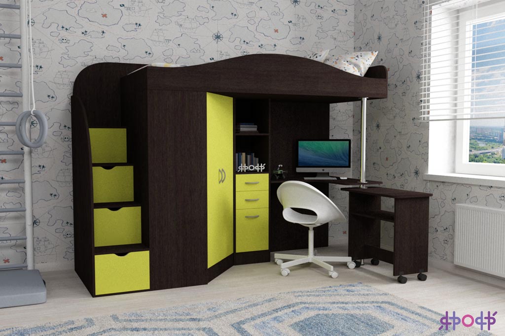 картинка Кровать-чердак Юниор-4 интернет-магазин Энигуд.ру