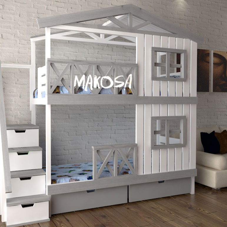 картинка КАЛИПСО двухъярусная кровать-домик интернет-магазин Энигуд.ру
