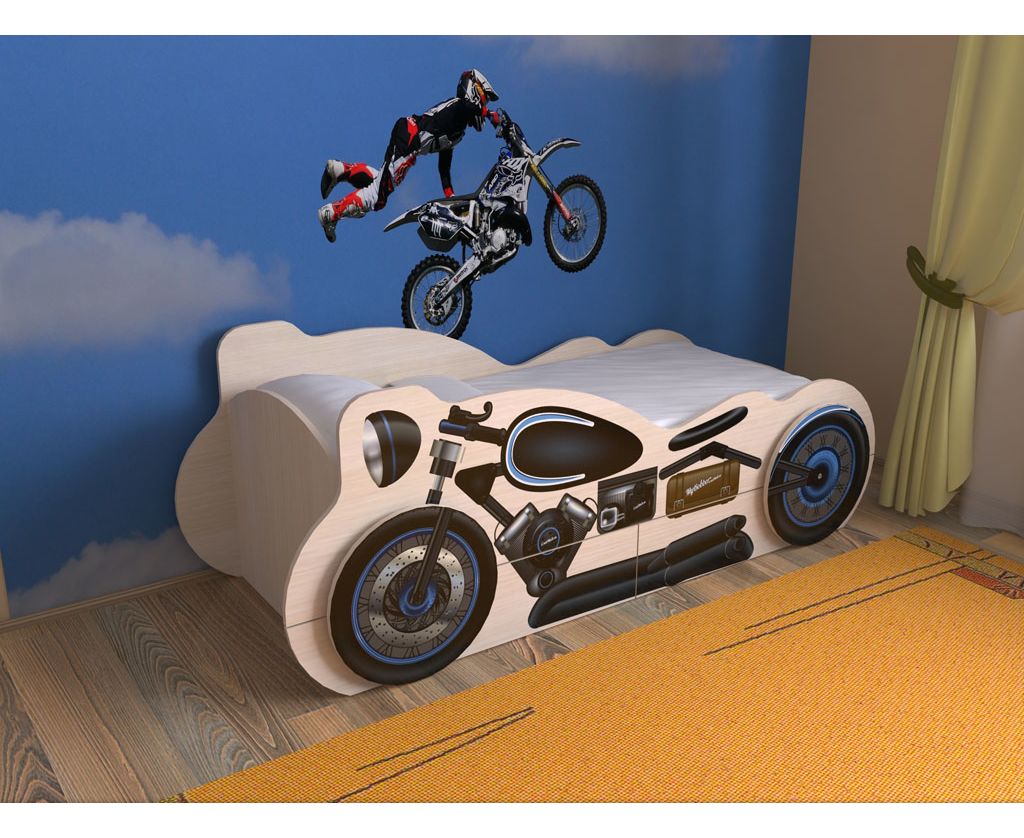 картинка Детская кровать Мотоцикл с ящиками интернет-магазин Энигуд.ру