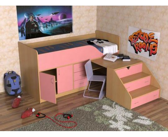 картинка Детская кровать-чердак Кузя-2 с рабочей зоной интернет-магазин Энигуд.ру