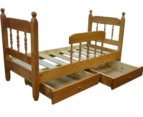 картинка КУЗЯ-1 детская кровать из сосны с ящиками интернет-магазин Энигуд.ру