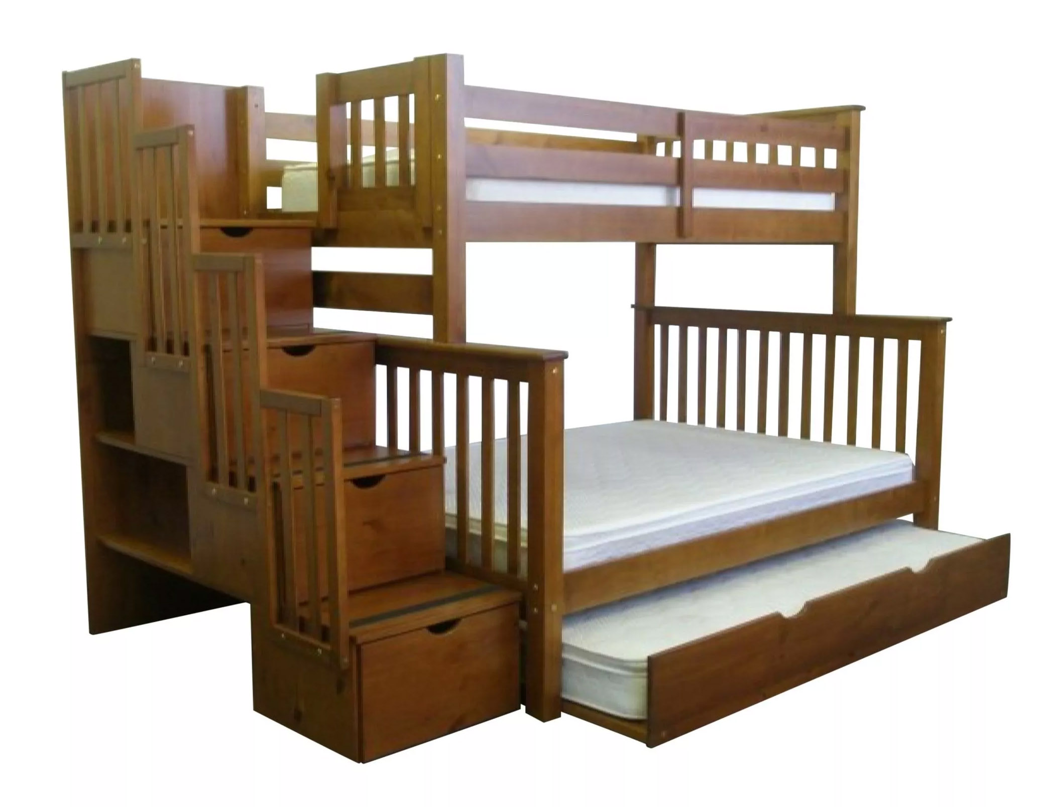 картинка АТЛАНТА-3 двухъярусная кровать из сосны с выкатным спальным местом интернет-магазин Энигуд.ру