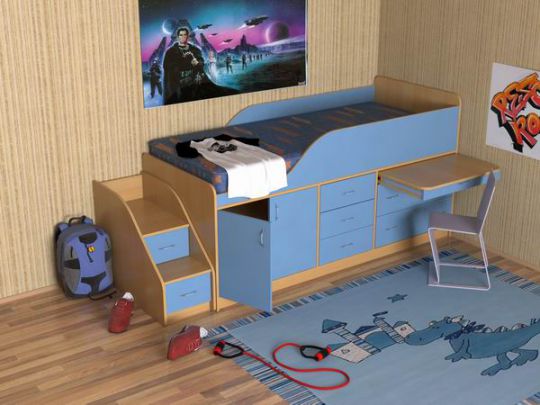 картинка Детская кровать-чердак со столом Кузя-3 интернет-магазин Энигуд.ру