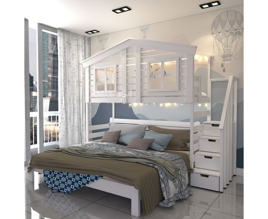 картинка МАРС двухъярусная двуспальная кровать из массива интернет-магазин Энигуд.ру