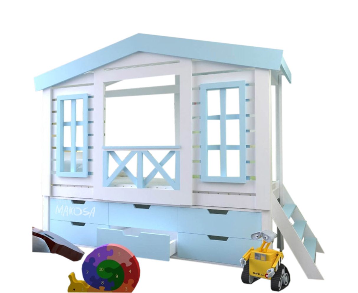 картинка АЛЬПИНА детская кровать-домик с комодом из массива сосны интернет-магазин Энигуд.ру