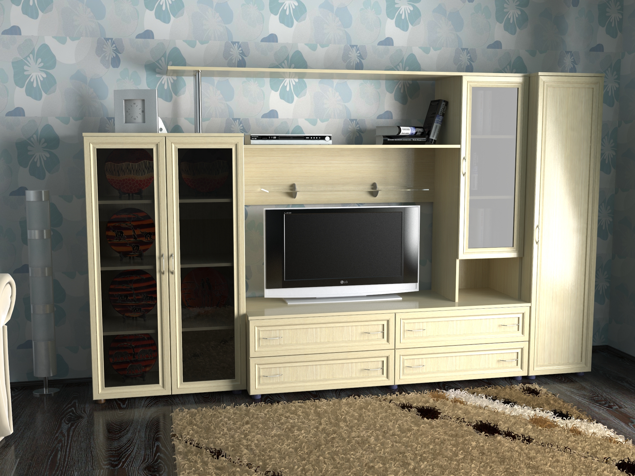 картинка Мебельная стенка Соната-2 с пеналом интернет-магазин Энигуд.ру