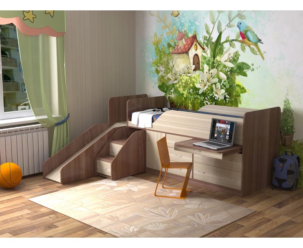 картинка Детская кровать-чердак со столом Кузя-4 интернет-магазин Энигуд.ру