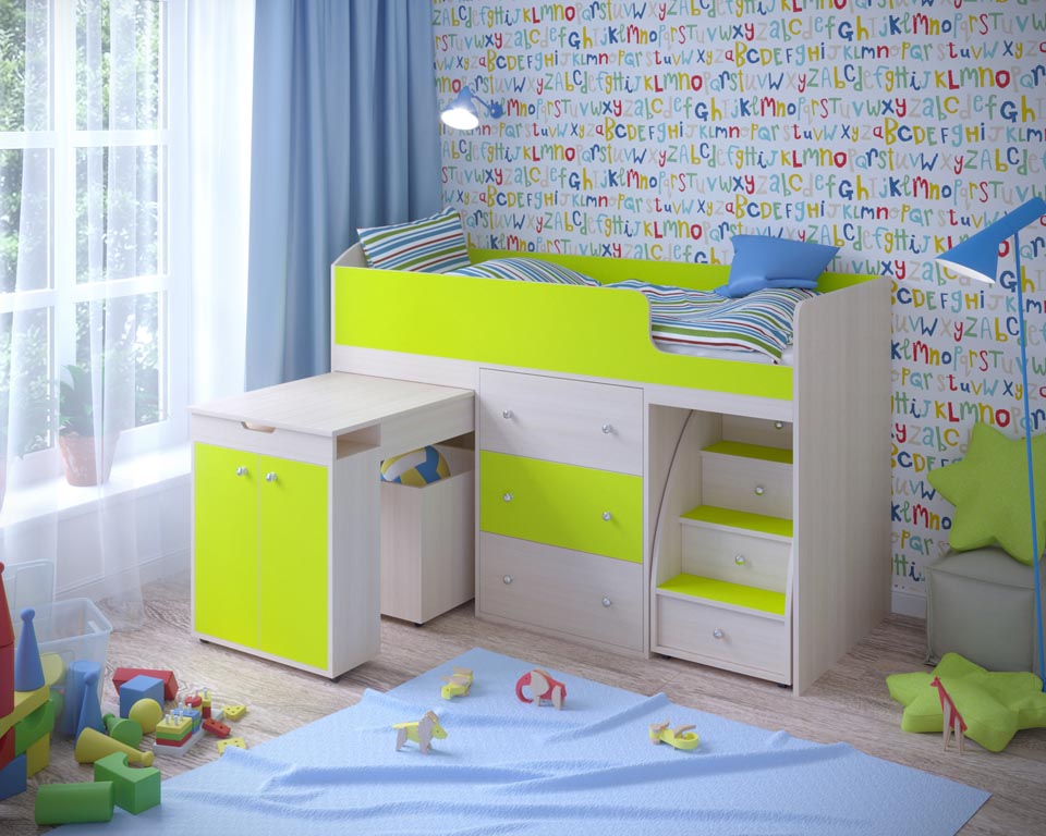 картинка Кровать-чердак Малыш Max 80х180 интернет-магазин Энигуд.ру