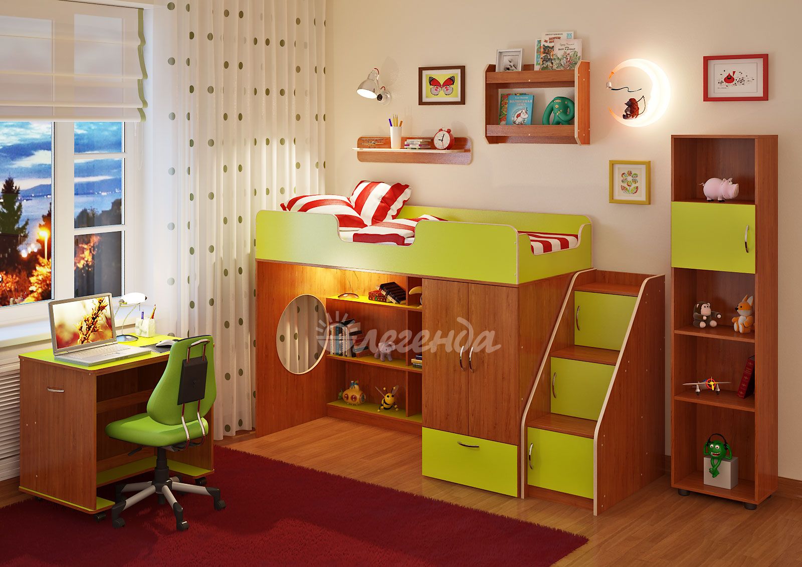 картинка Детская комната Легенда-9 с полками интернет-магазин Энигуд.ру