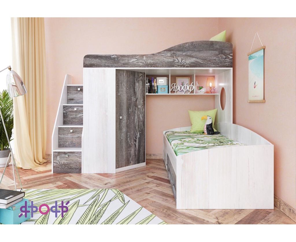 картинка Двухъярусная кровать Кадет-2 с универсальной лестницей интернет-магазин Энигуд.ру