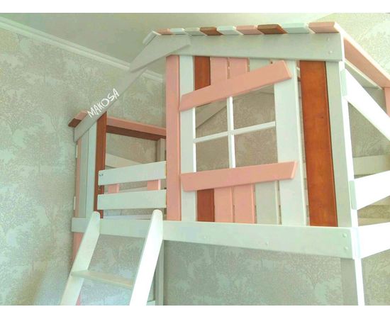 картинка КУБА двухъярусная кровать-домик из массива интернет-магазин Энигуд.ру