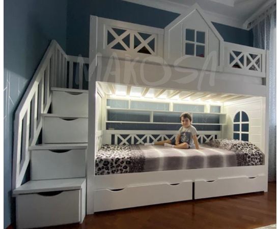 картинка КАСАБЛАНКА двухъярусная кровать-домик из массива интернет-магазин Энигуд.ру