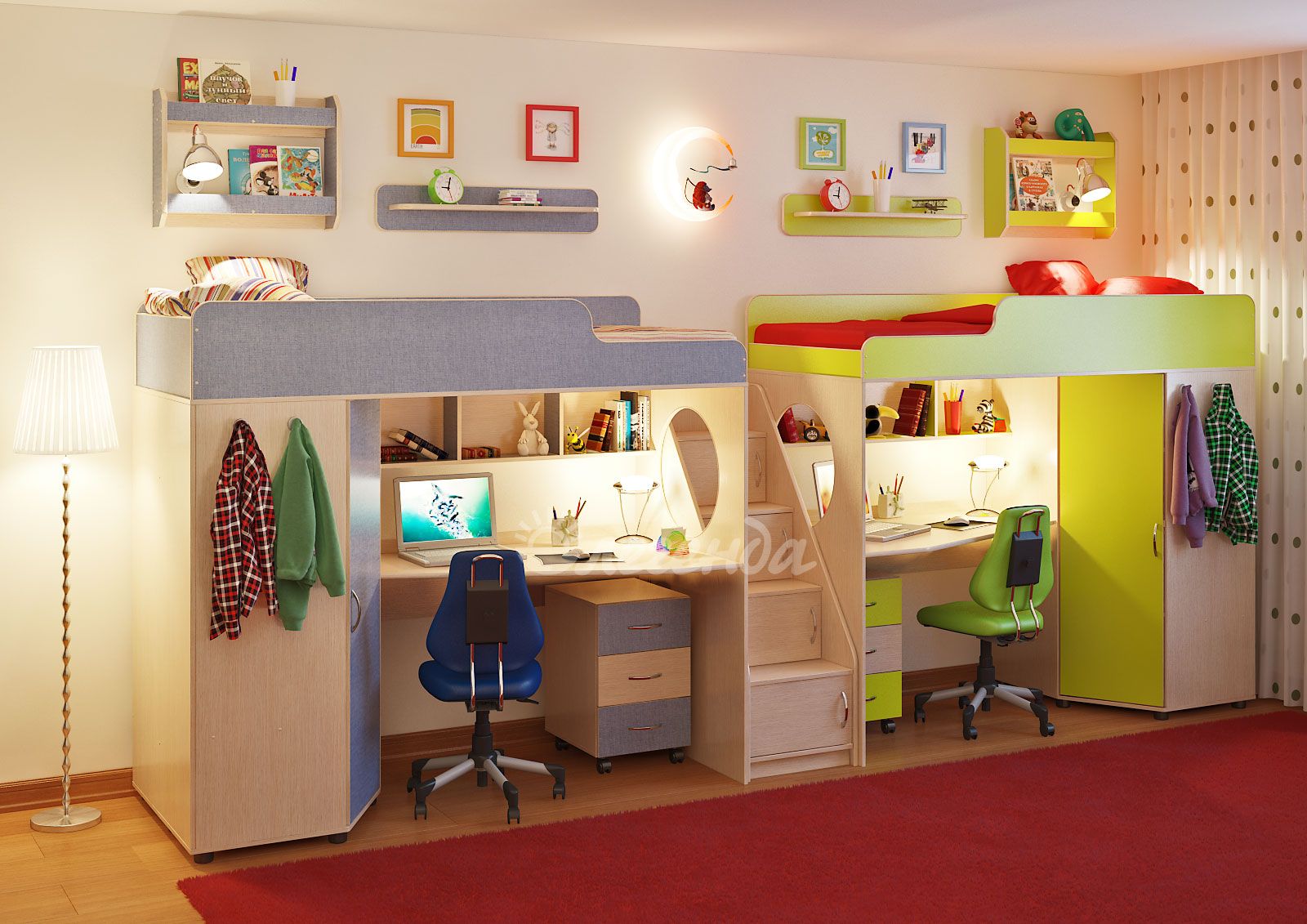 картинка Детская комната Легенда-14 с полками интернет-магазин Энигуд.ру