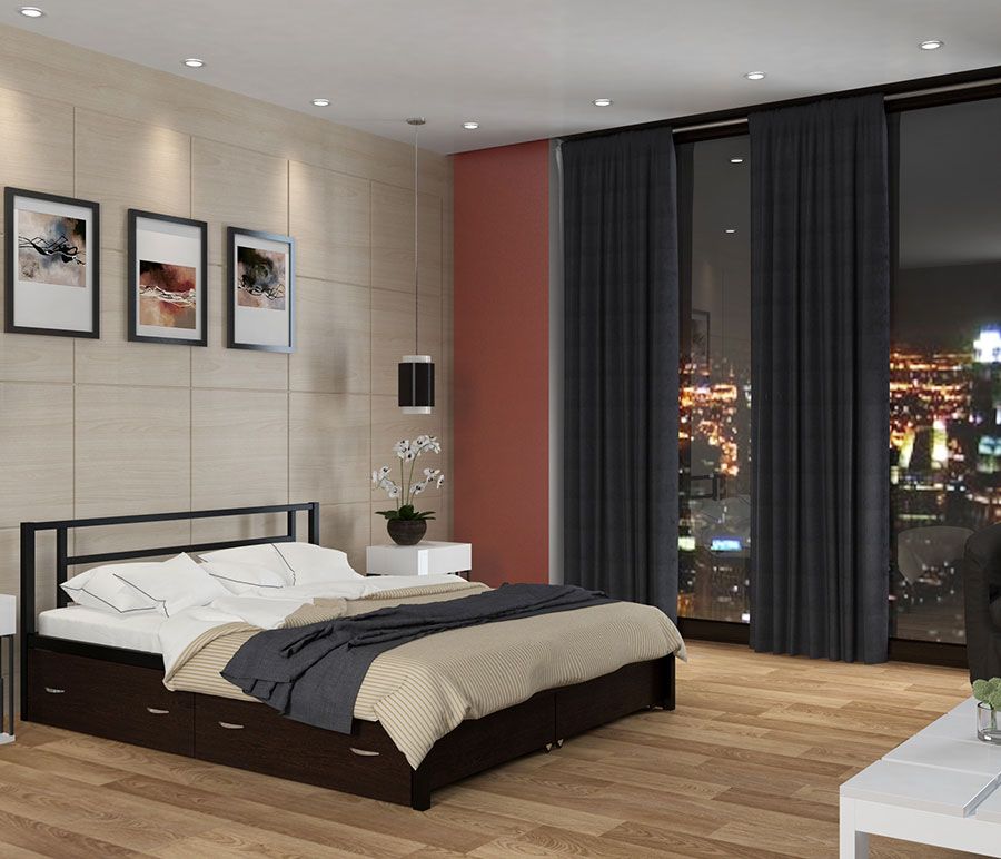 картинка Двуспальная кровать Титан с 4 ящиками интернет-магазин Энигуд.ру