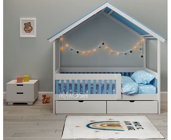 картинка ЛИЛИБЕТ детская кровать-домик из массива с ящиками интернет-магазин Энигуд.ру