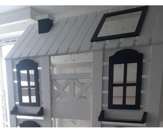 картинка РАССВЕТ двухъярусная кровать-домик из массива интернет-магазин Энигуд.ру